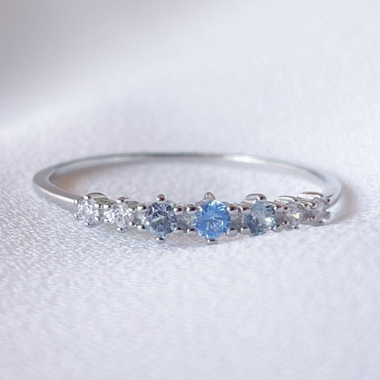 Anillo  para mujer, de Plata de Ley 925,  a la moda, de circonia azul para mujer, joyería fina de boda
