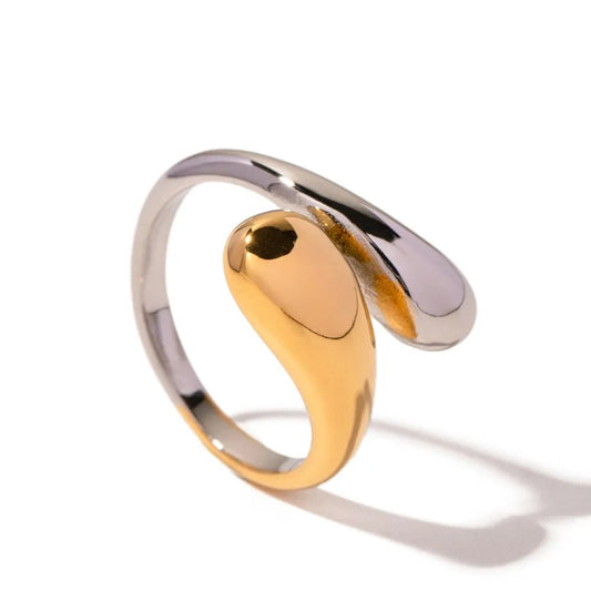 Anillo  acero inoxidable  anillo geométrico con baño de 18K a la moda para mujer, regalo de fiesta para mujer