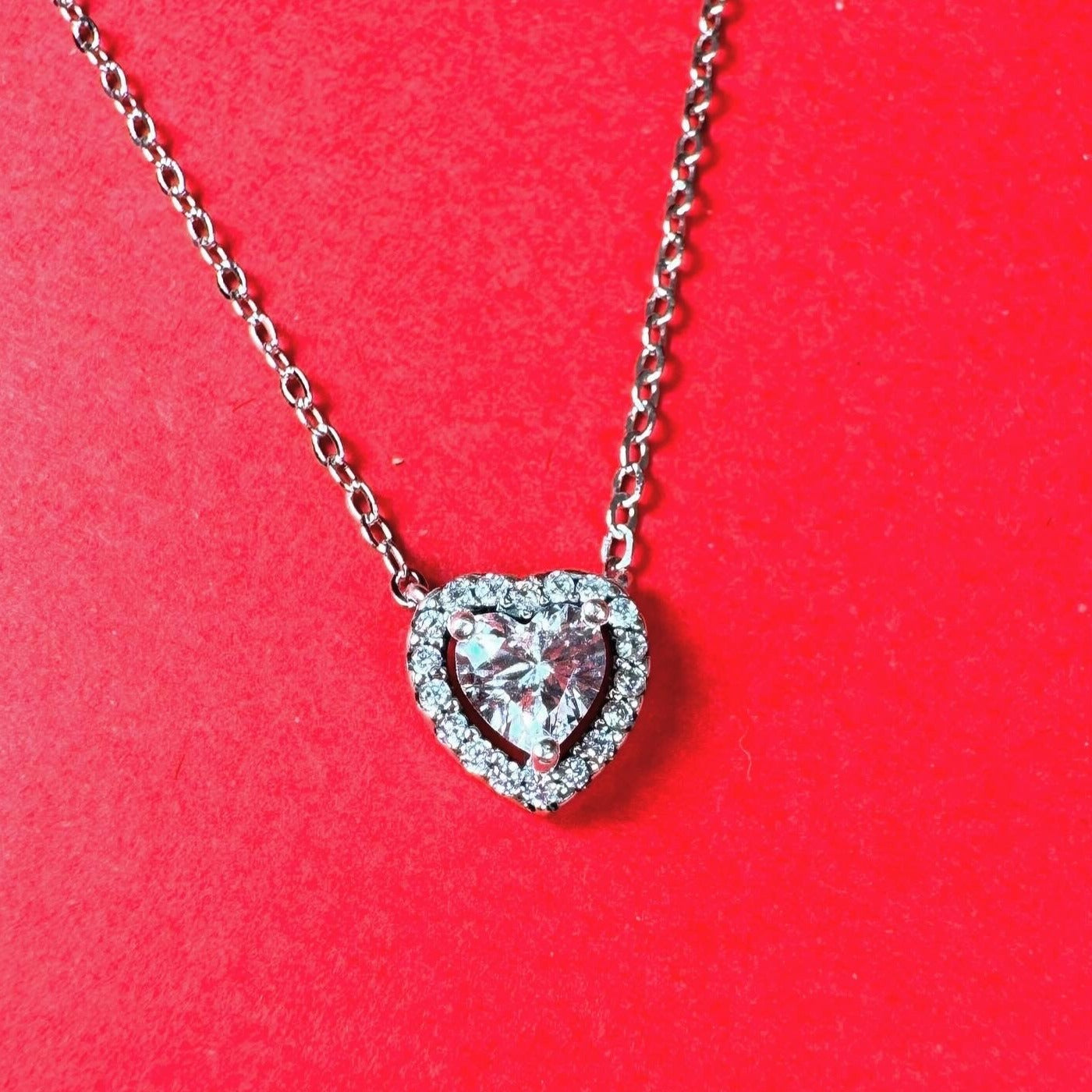 Cadena de moda de corazón de plata de ley 925 para mujeres