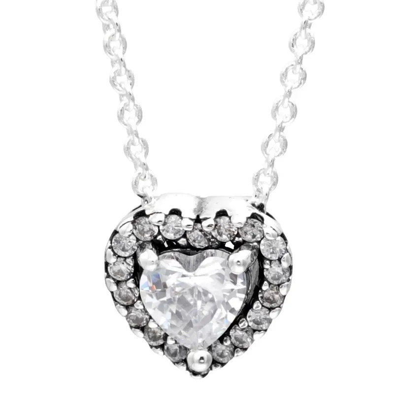Cadena de moda de corazón de plata de ley 925 para mujeres