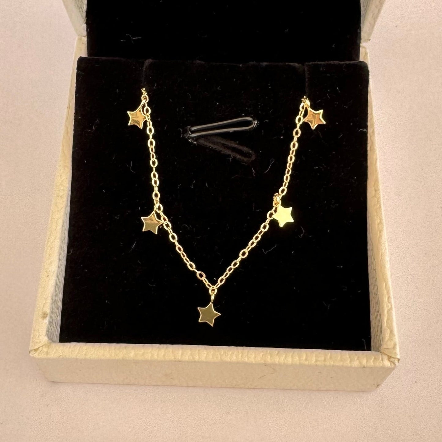 Cadena/ choker de estrellas de Plata 925 con baño oro de 14K joyería fina accesorios minimalistas