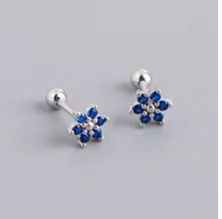 Blue Silver Flower Piercing