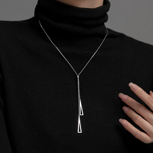 Cadena triangular para mujeres dePlata 925 de moda delicado de moda joyería accesorios minimalistas