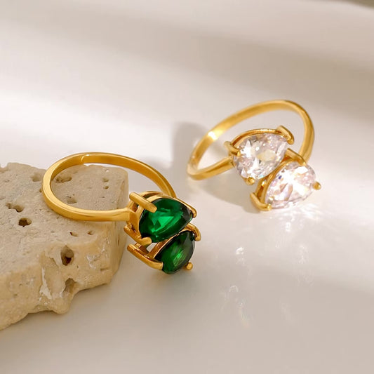 FABS0162	Green Teardrop ring