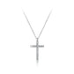 Cadena plateada, gargantilla de cruz con circón de plata de ley real 925 para mujer de moda Joyería fina clásica Joyería minimalista